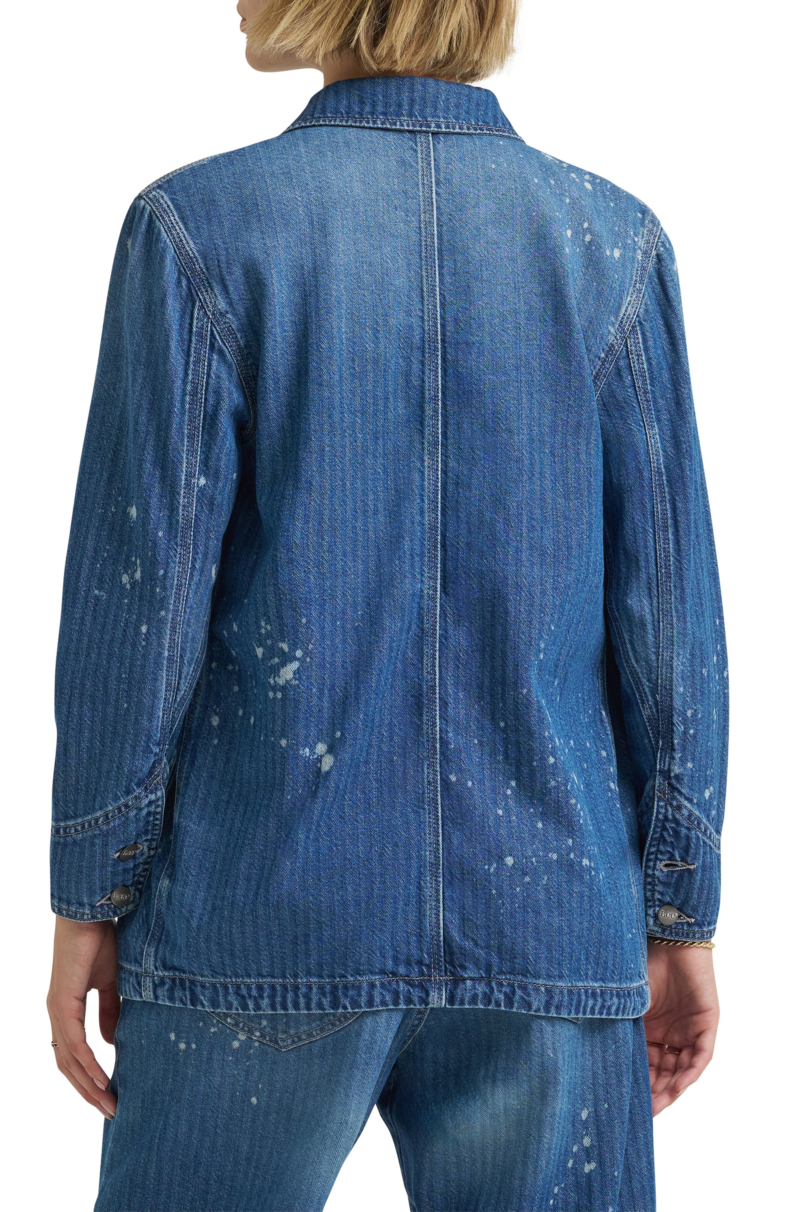 Bleach Splatter Herringbone Denim Chore Jacket - image 2
