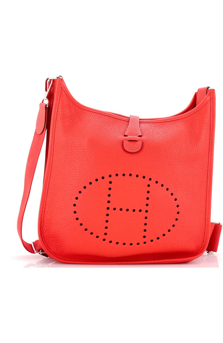 Pre-Owned Hermes Evelyne Bag Gen III Clemence PM, Main, color, Rouge Pivoine