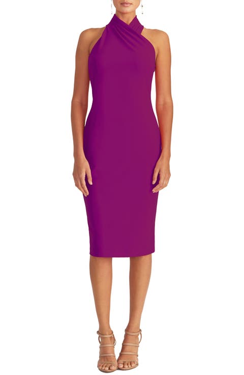 Harland Crossover Halter Midi Dress