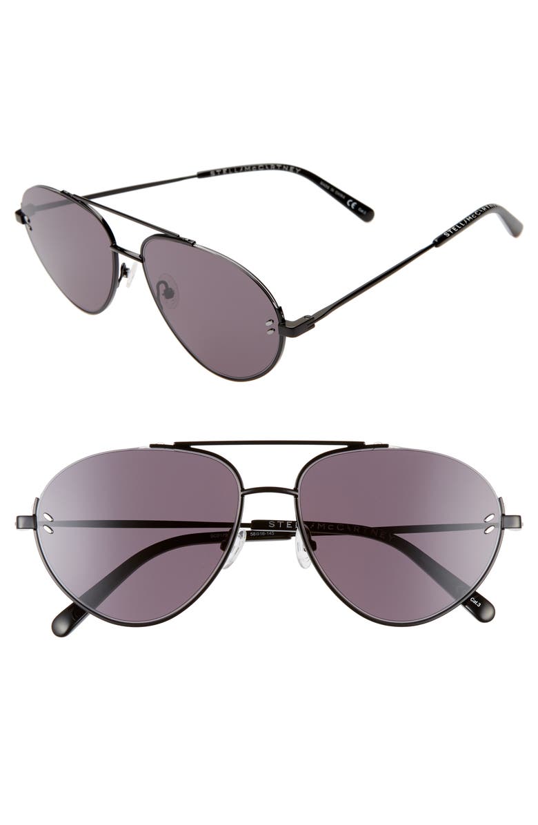 Stella McCartney 58mm Aviator Sunglasses, Main, color, 