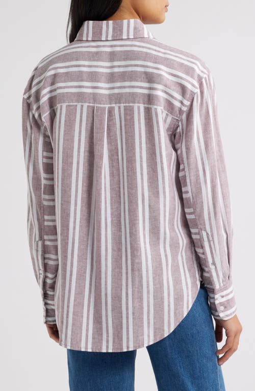 CASLONR CASLON(R) STRIPE LINEN BLEND BUTTON-UP SHIRT 