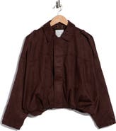 Habitual Faux Suede Bubble Hem Bomber Jacket