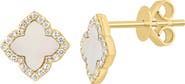 EFFY Diamond Halo Mother-of-Pearl Clover Stud Earrings