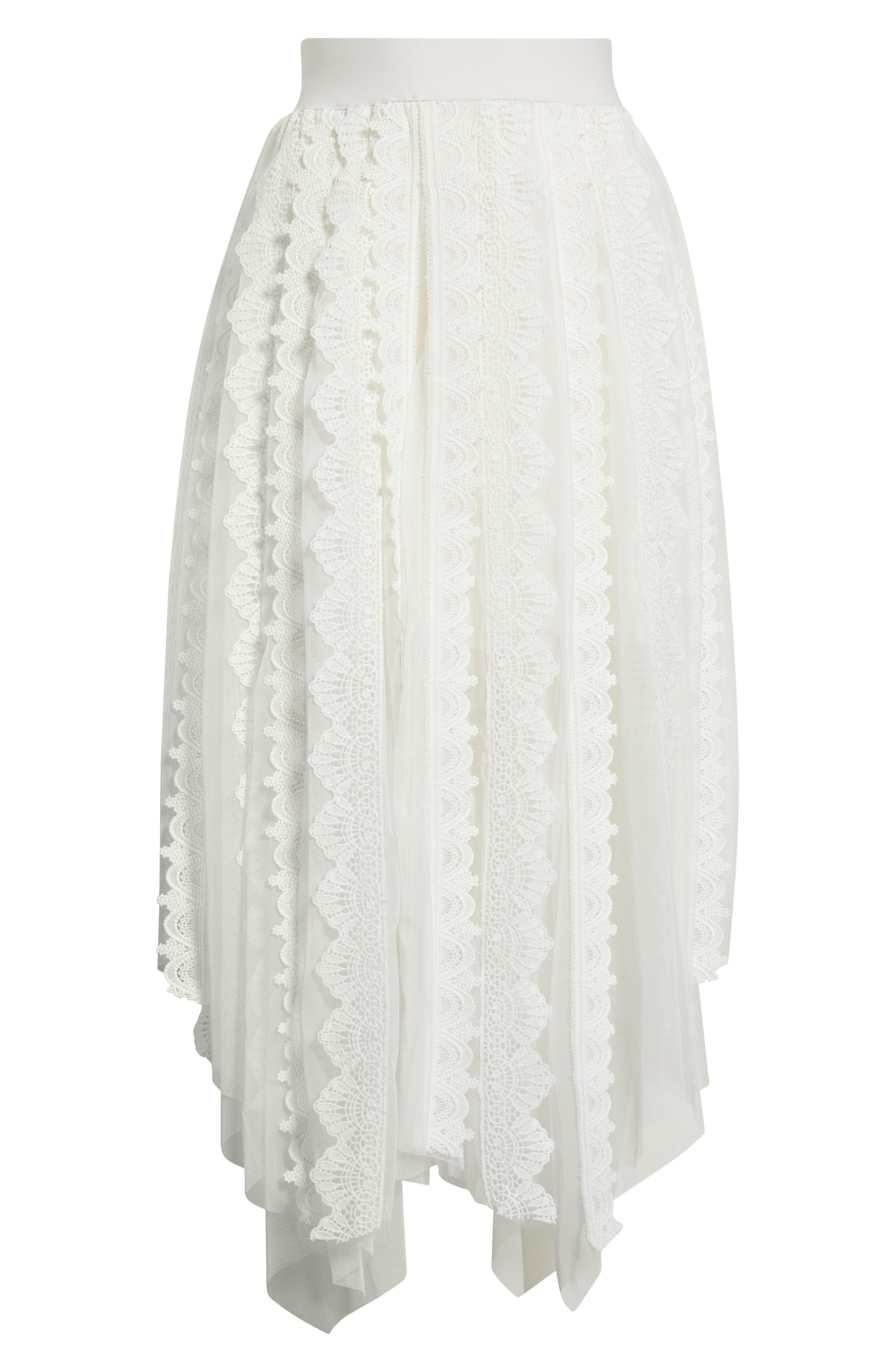 Vashtie Mixed Lace Handkerchief Hem Skirt