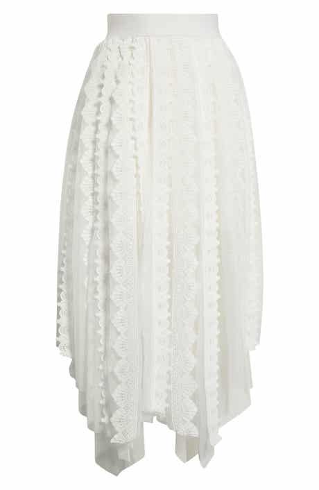 Vashtie Mixed Lace Handkerchief Hem Skirt