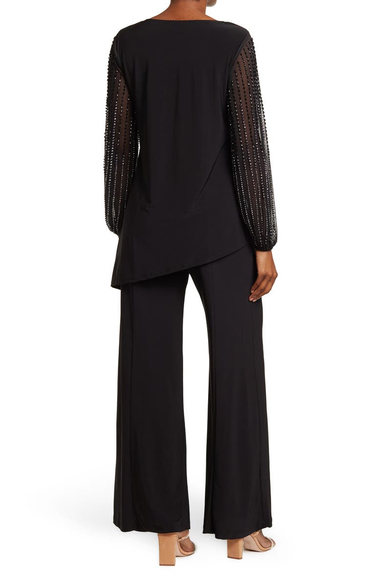 Marina Beaded Sleeve 2-Piece Pant Set, Alternate, color, Black