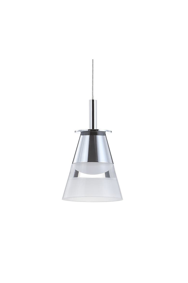 Alain 1-Light Adjustable Metal Integrated LED Pendant, Alternate, color, Chrome/White
