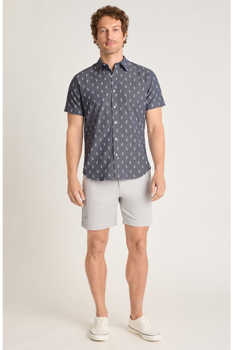 Riviera Short Sleeve Shirt, Alternate, color, NAVY/ WHITE PINEAPPLES