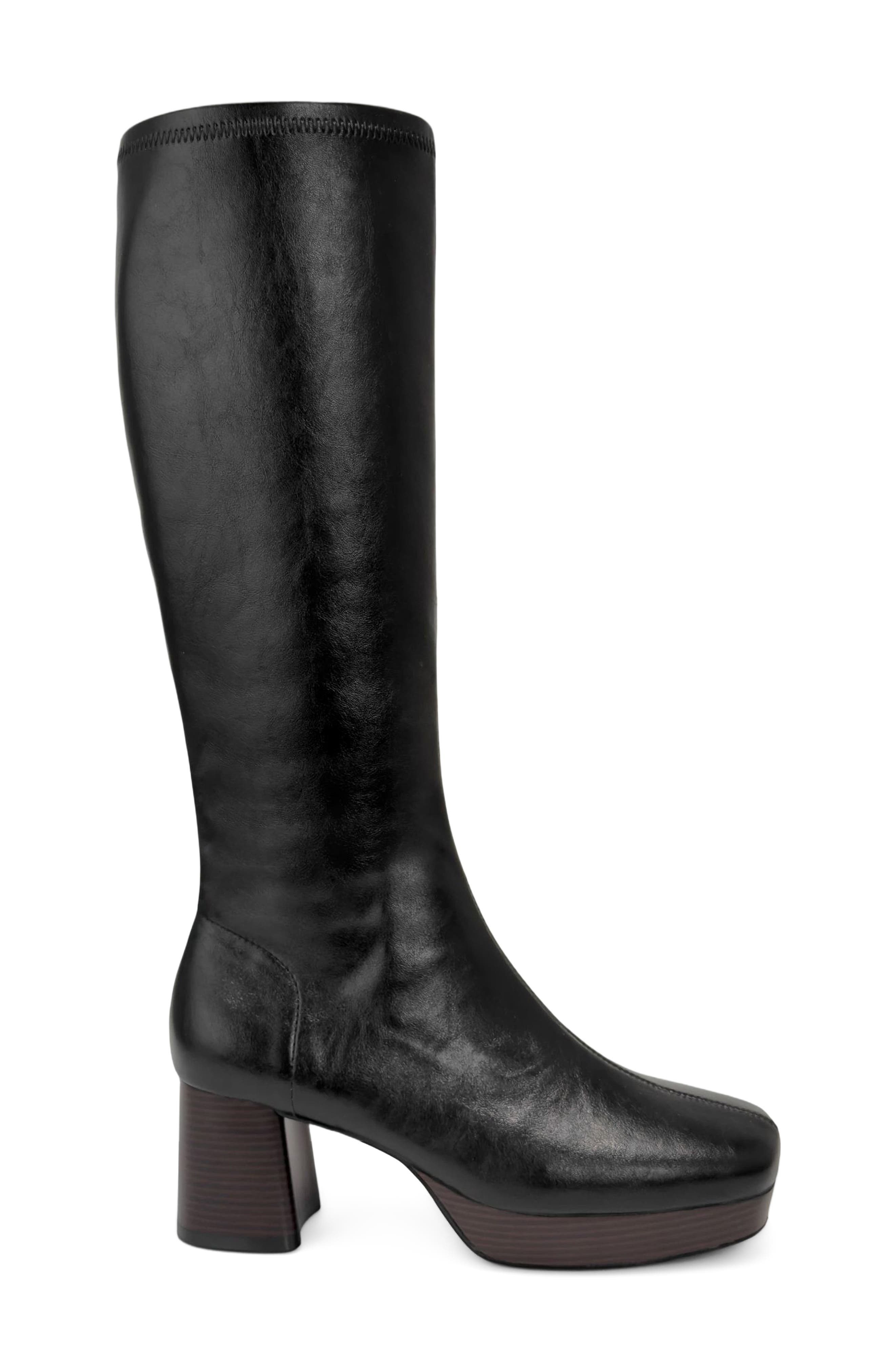 Sasha Faux Leather Platform Tall Boot, Alternate, color, BLACK