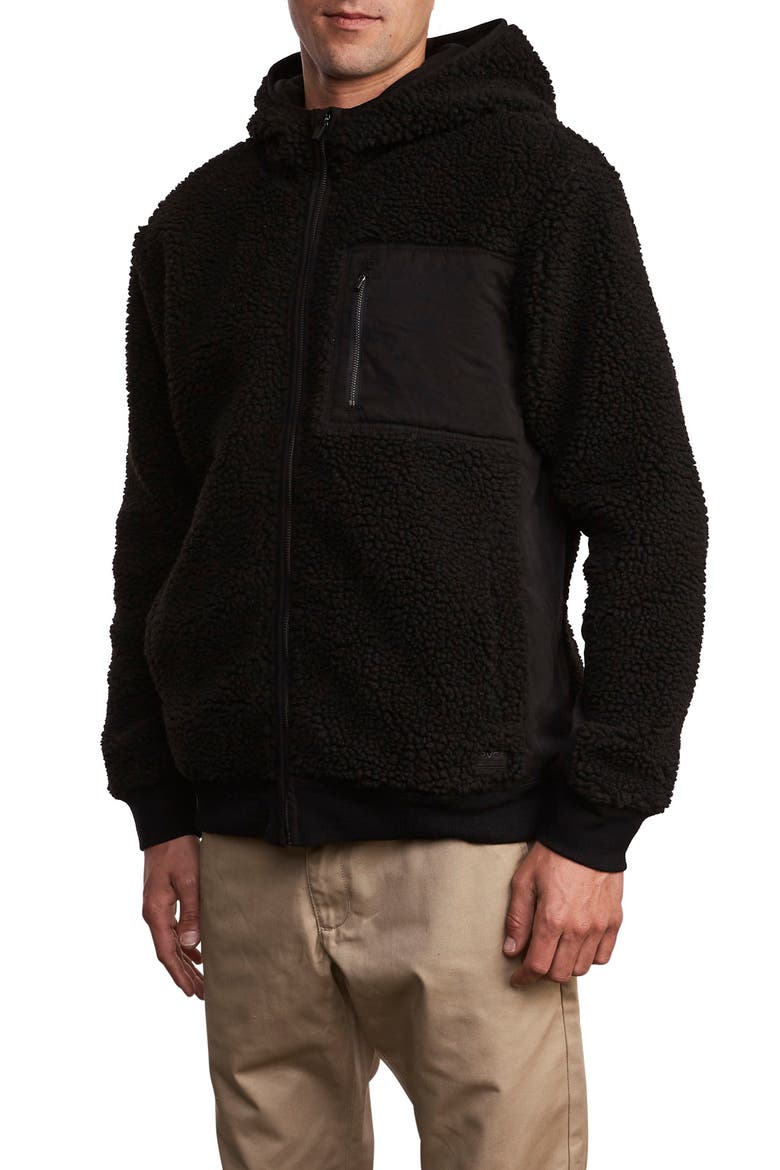 Knoll Fleece Zip Hoodie, Alternate, color, BLACK