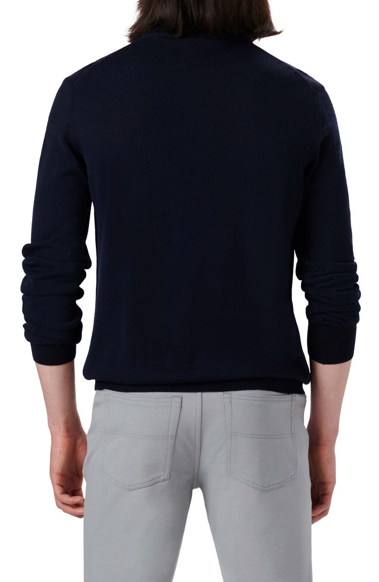 Bugatchi Water Repellent Merino Wool Quarter-Zip Pullover, Alternate, color, Midnight