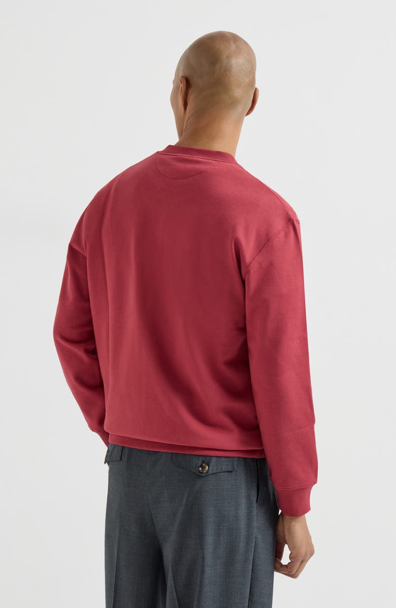 Brunello Cucinelli Cotton French terry sweatshirt, Alternate, color, Cherry