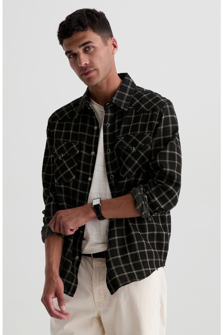 Huston Plaid Cotton Western Shirt, Alternate, color, BLACK MULTI