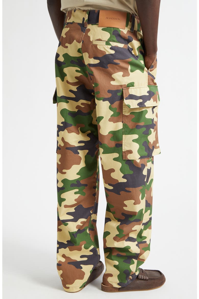 Camo Cotton Straight Leg Cargo Pants, Alternate, color, BROWN/ GREEN