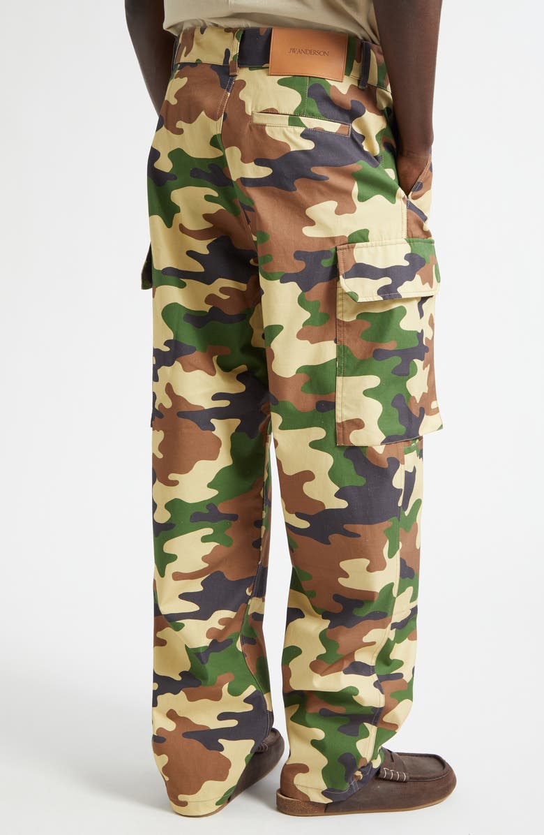 JW Anderson Camo Cotton Straight Leg Cargo Pants, Alternate, color, Brown/ Green