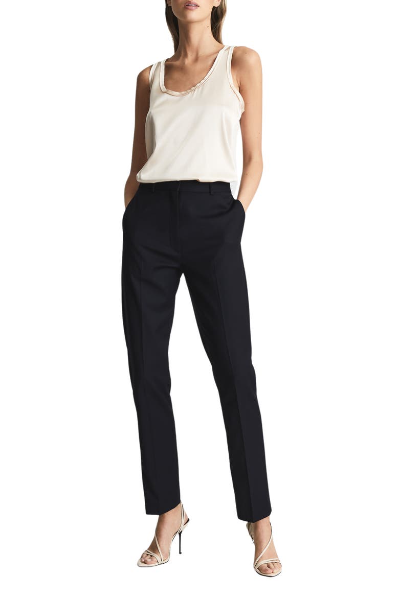 Haisley High Waist Wool Blend Pants, Alternate, color, NAVY