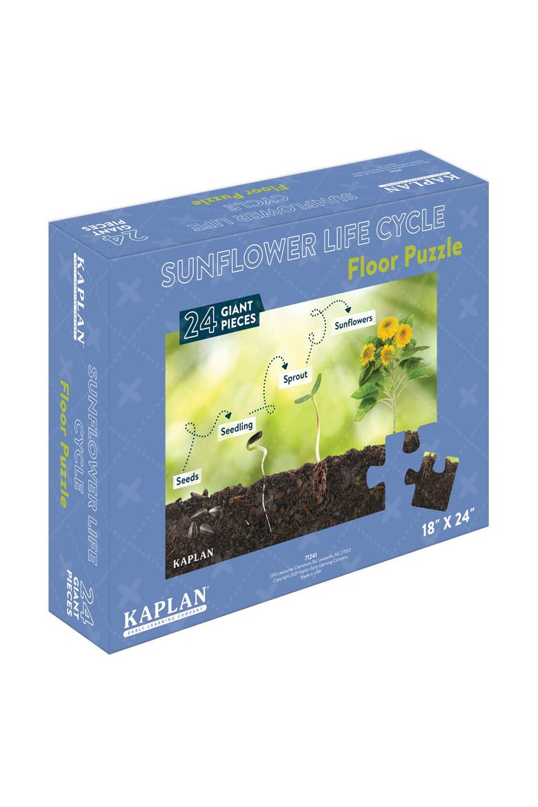 Sunflower Life Cycle Floor Puzzle from Seed to Sunflower - 24 Pieces, Alternate, color, Green
