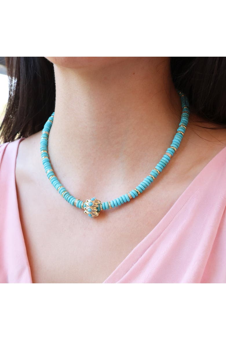 Turquoise Bead Rondel Necklace, Alternate, color, Turquoise