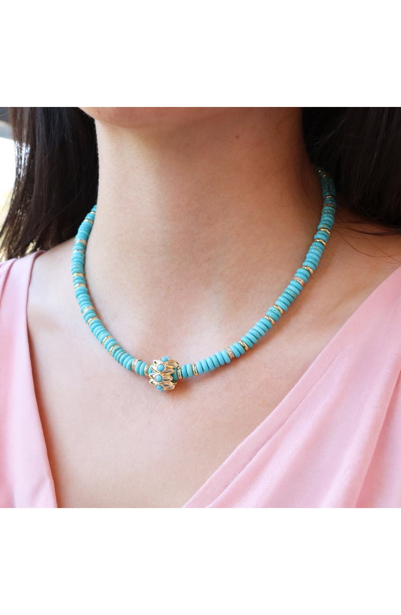The Lovery Fine Jewelry Turquoise Bead Rondel Necklace, Alternate, color, Turquoise