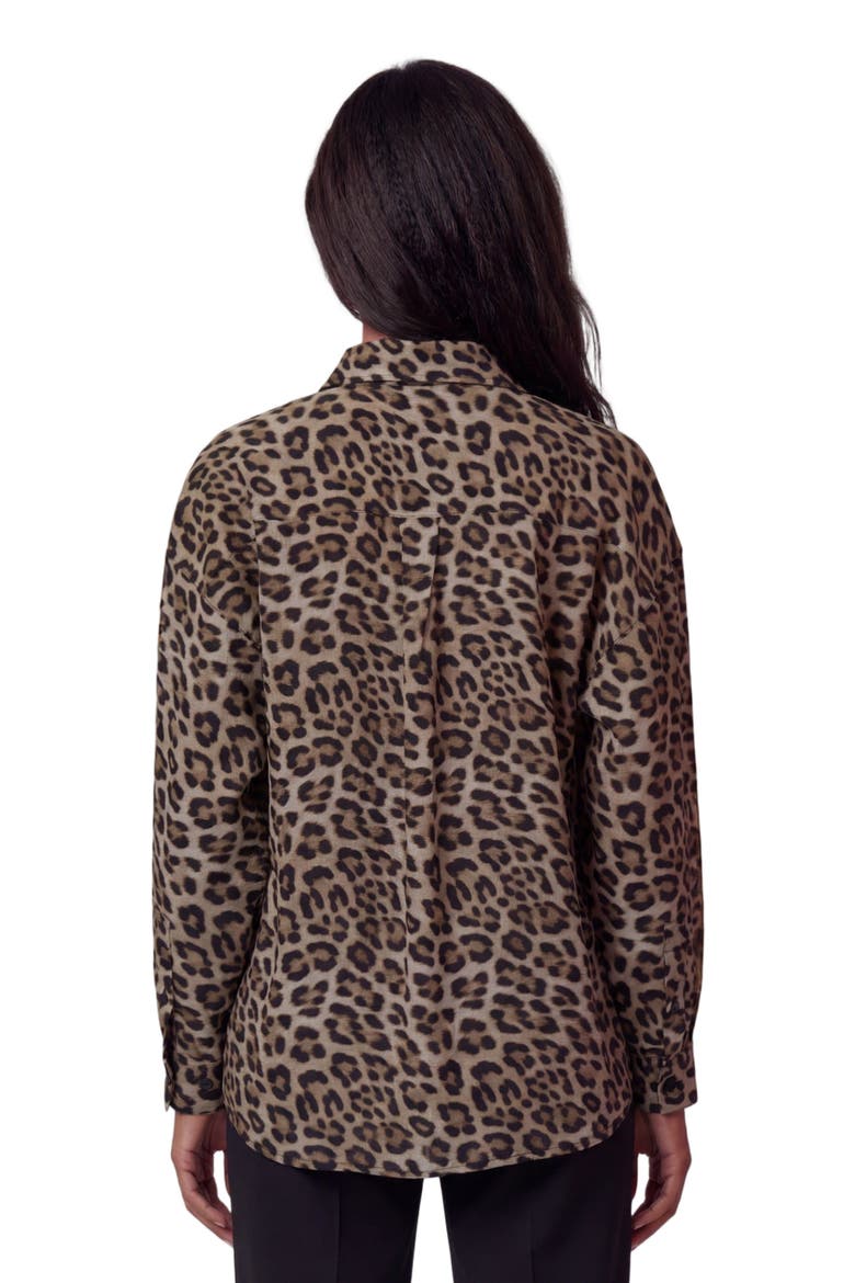 Leopard Womens Relaxed Linen Shirt, Alternate, color, LEOPARD BROWN