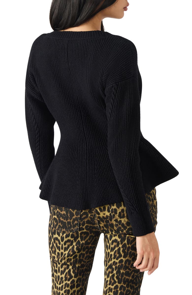 Steve Madden Courtney Rib Peplum Cardigan, Alternate, color, Black