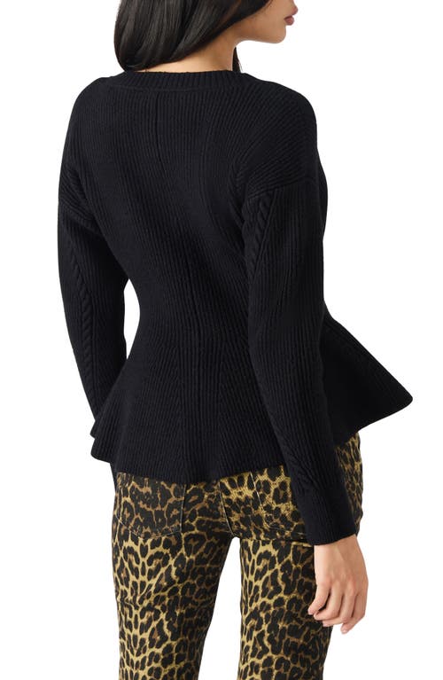 Steve Madden Courtney Rib Peplum Cardigan In Black