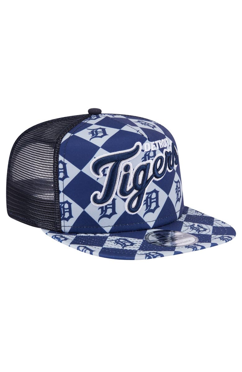 New Era Men's New Era Navy Detroit Tigers Seeing Diamonds A-Frame Trucker 9FIFTY Snapback Hat, Alternate, color, Navy