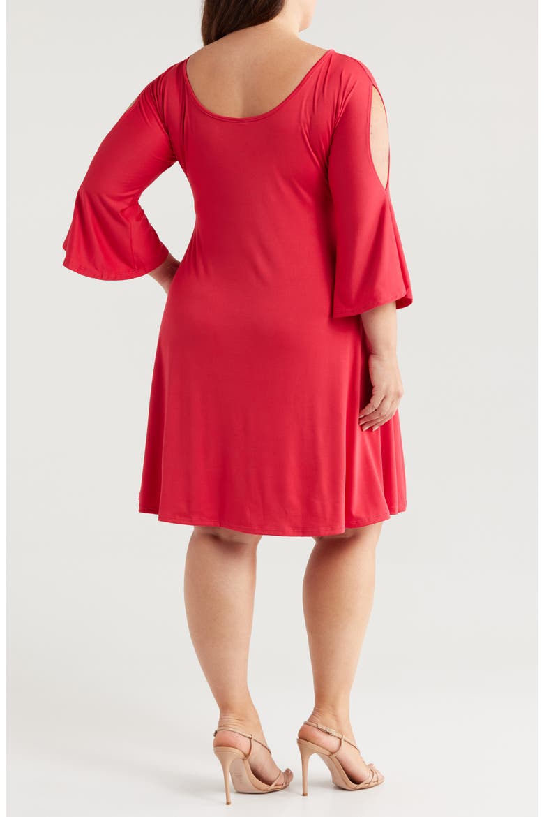 Crisscross Scoop Neck Cold Shoulder Dress, Alternate, color, RED