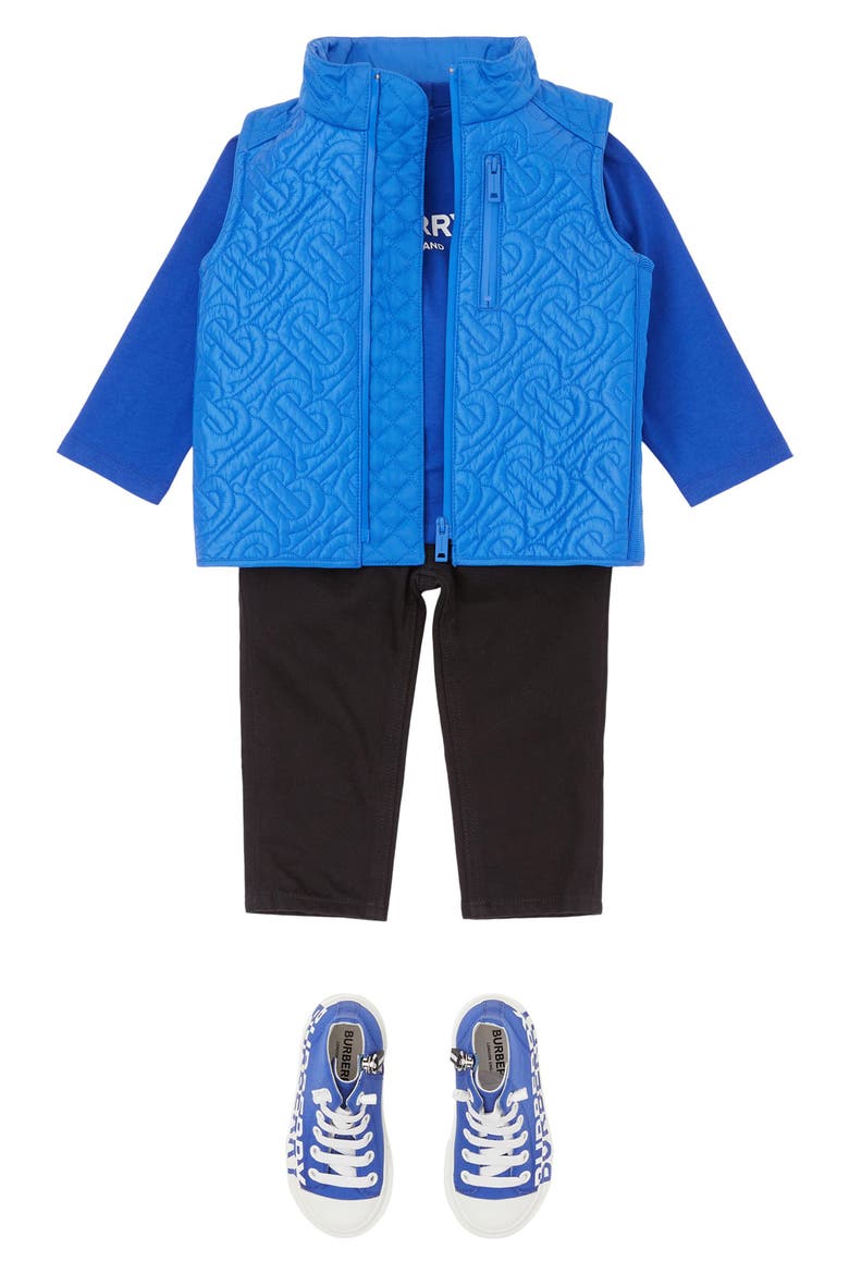 Kids' Giaden TB Monogram Quilted Vest, Alternate, color, COBALT BLUE