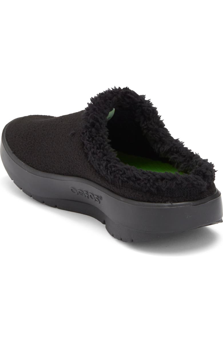Oofos Gender Inclusive Oocoozie Fleece Clog Slipper, Alternate, color, Black