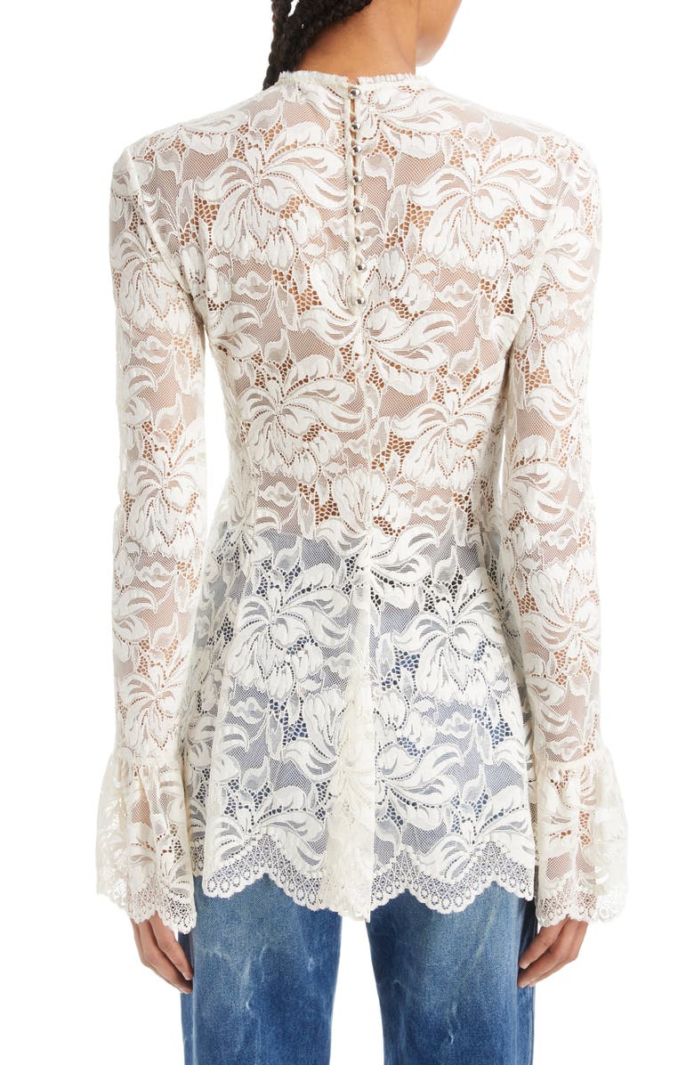 Rabanne Pintuck Pleat Long Sleeve Lace Blouse, Alternate, color, 