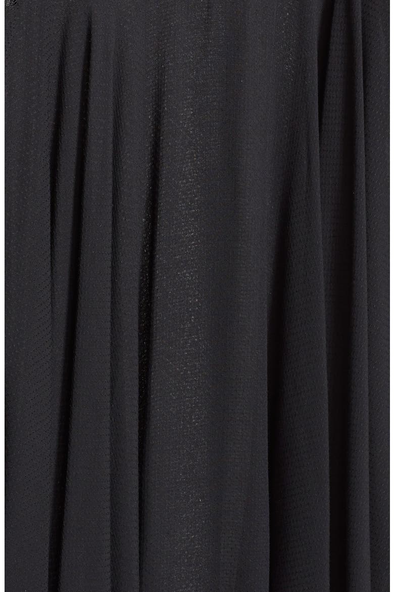 Dobby Dot Lace Trim Trapeze Slip, Alternate, color, BLACK