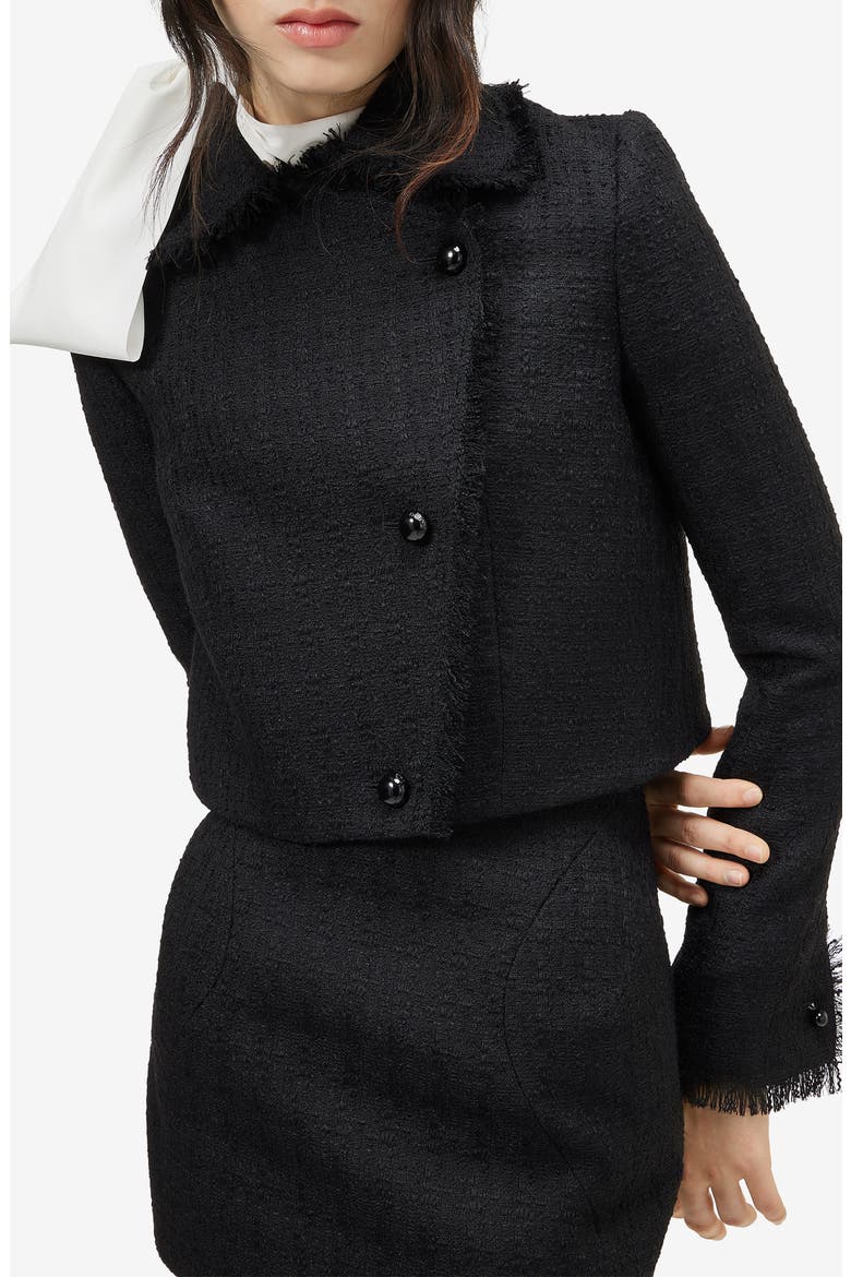 Wool Blend Cropped Jacket, Main, color, BLACK