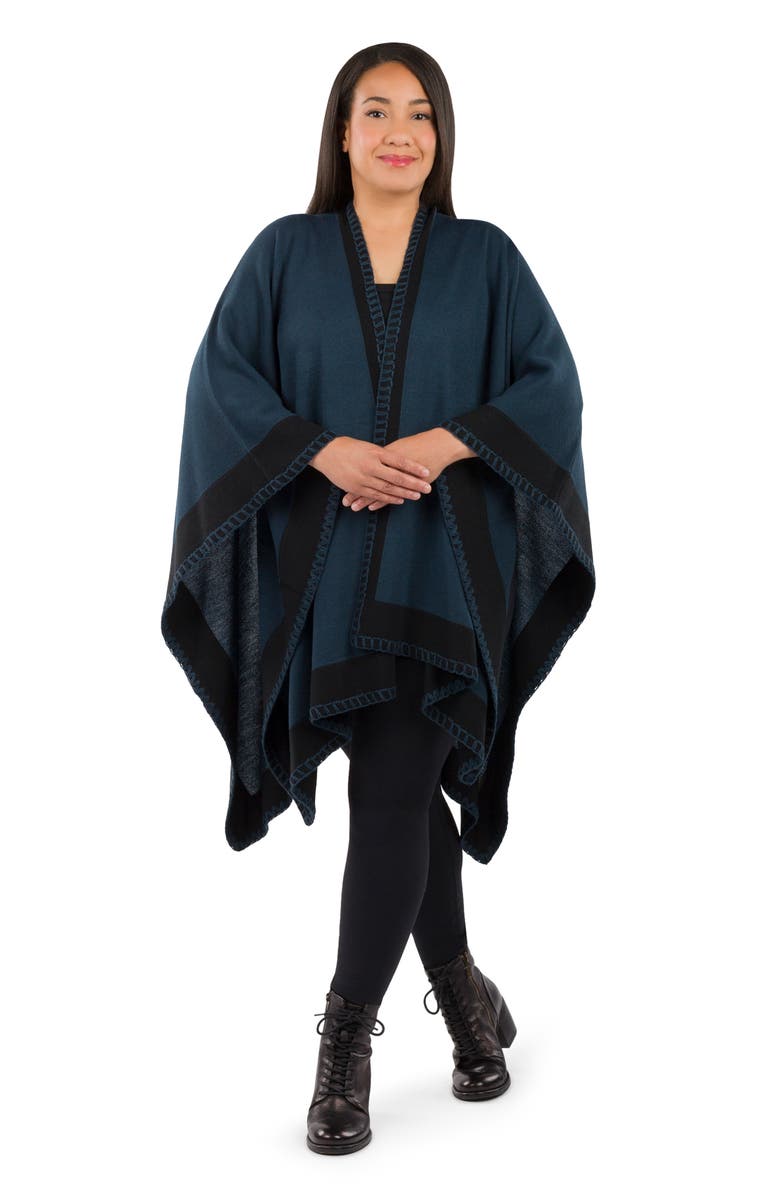 Patricia Nash Color Block Open Front Ruana, Alternate, color, Crblk