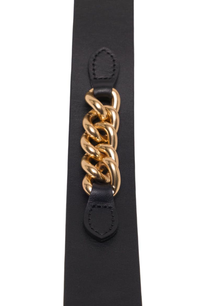 Leather belt with chain details, Alternate, color, Black