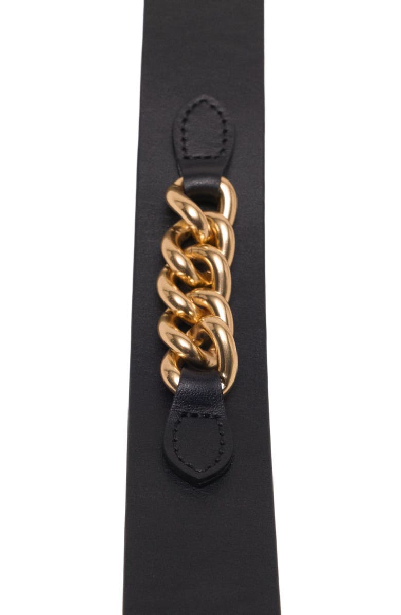 maje Leather belt with chain details, Alternate, color, Black