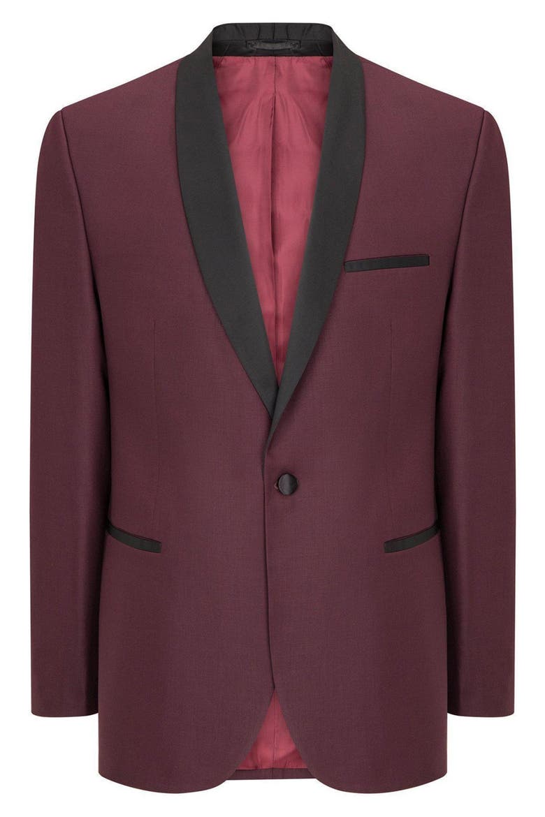 Shawl Lapel Two-Tone Tuxedo Jacket, Alternate, color, BURGUNDY