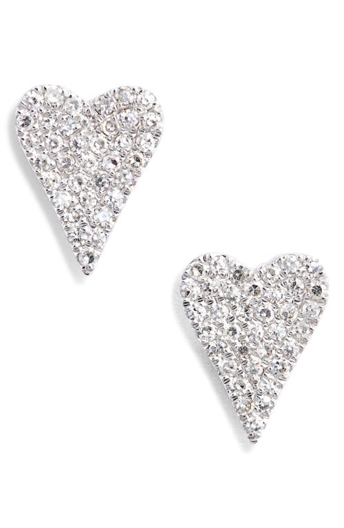 Meira T Elongated Diamond Heart Stud Earrings In Silver