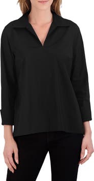 Foxcroft Agnes Split Cuff Popover Blouse