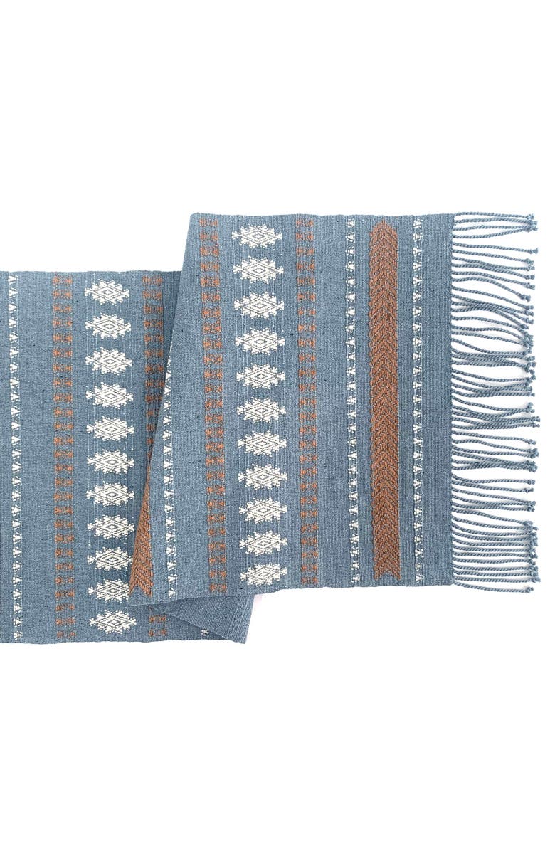 Mayan Hands Recycled Denim San Rafael Table Runner, Main, color, Recycled Denim