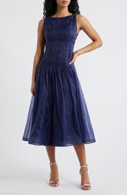 Lulus Dani Organza Tie Back Midi Dress