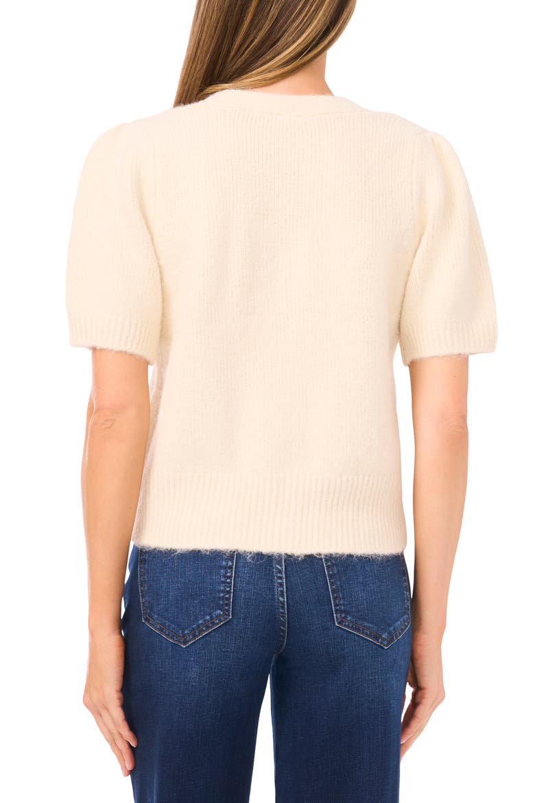 Hairy Puff Sleeve Cardigan, Alternate, color, MARSHMALLOW CREAM