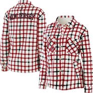 WEAR by Erin Andrews Women's WEAR by Erin Andrews Oatmeal New Jersey Devils Plaid Button-Up Shirt Jacket