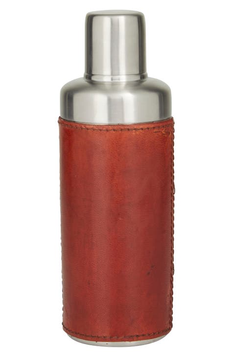 Red Leather Stainless Steel Cocktail Shaker