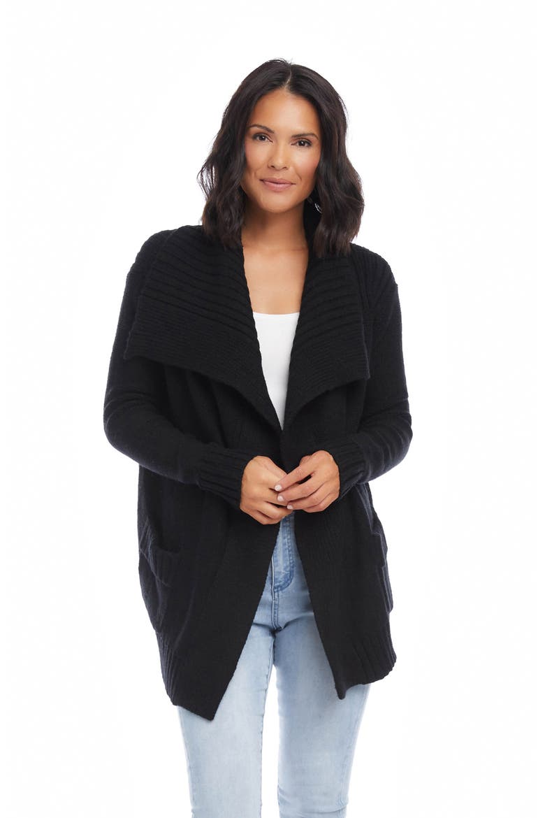 Shawl Collar Open Cardigan, Alternate, color, BLACK