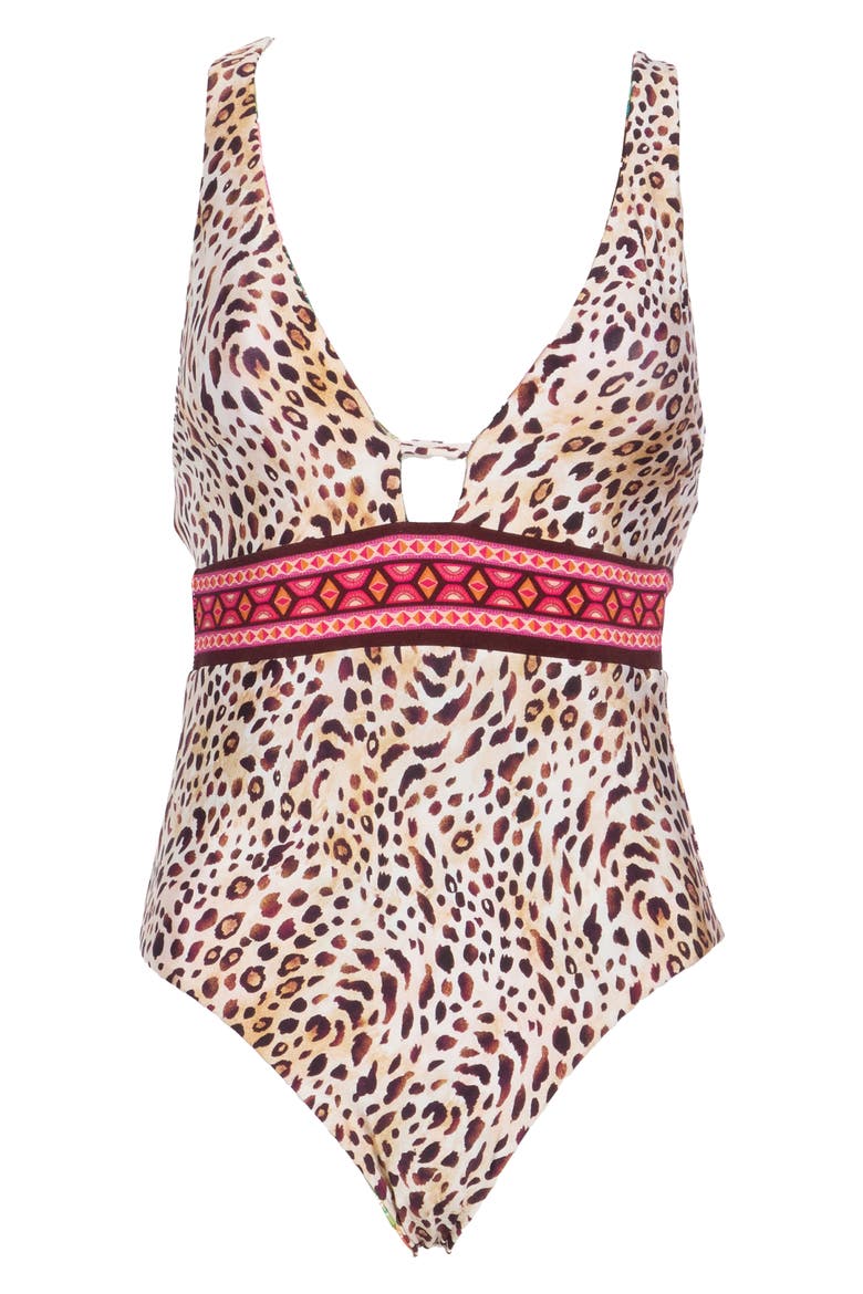 Paradise Heat Reversible One Piece Swimsuit, Alternate, color, BROWN MULTI