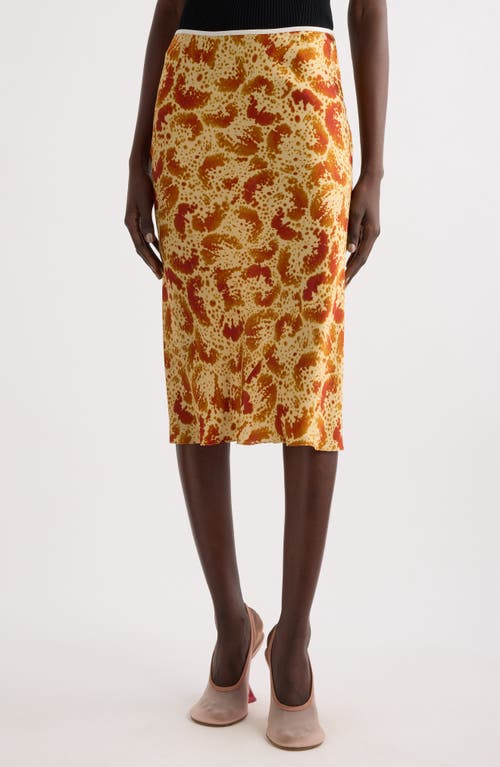 DRIES VAN NOTEN DRIES VAN NOTEN ORCHID PETAL PRINT SILK MIDI SKIRT 