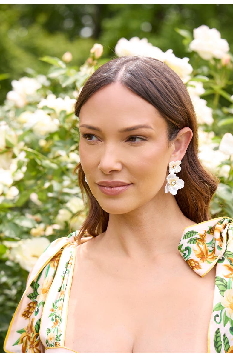 Alex and Ani New York Botanical Garden<sup>®</sup> 2-in-1 Poppy Statement Earrings, Alternate, color, White