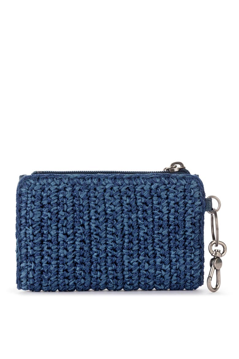 Encino Crochet Card Wallet, Alternate, color, Denim Tonal Straw