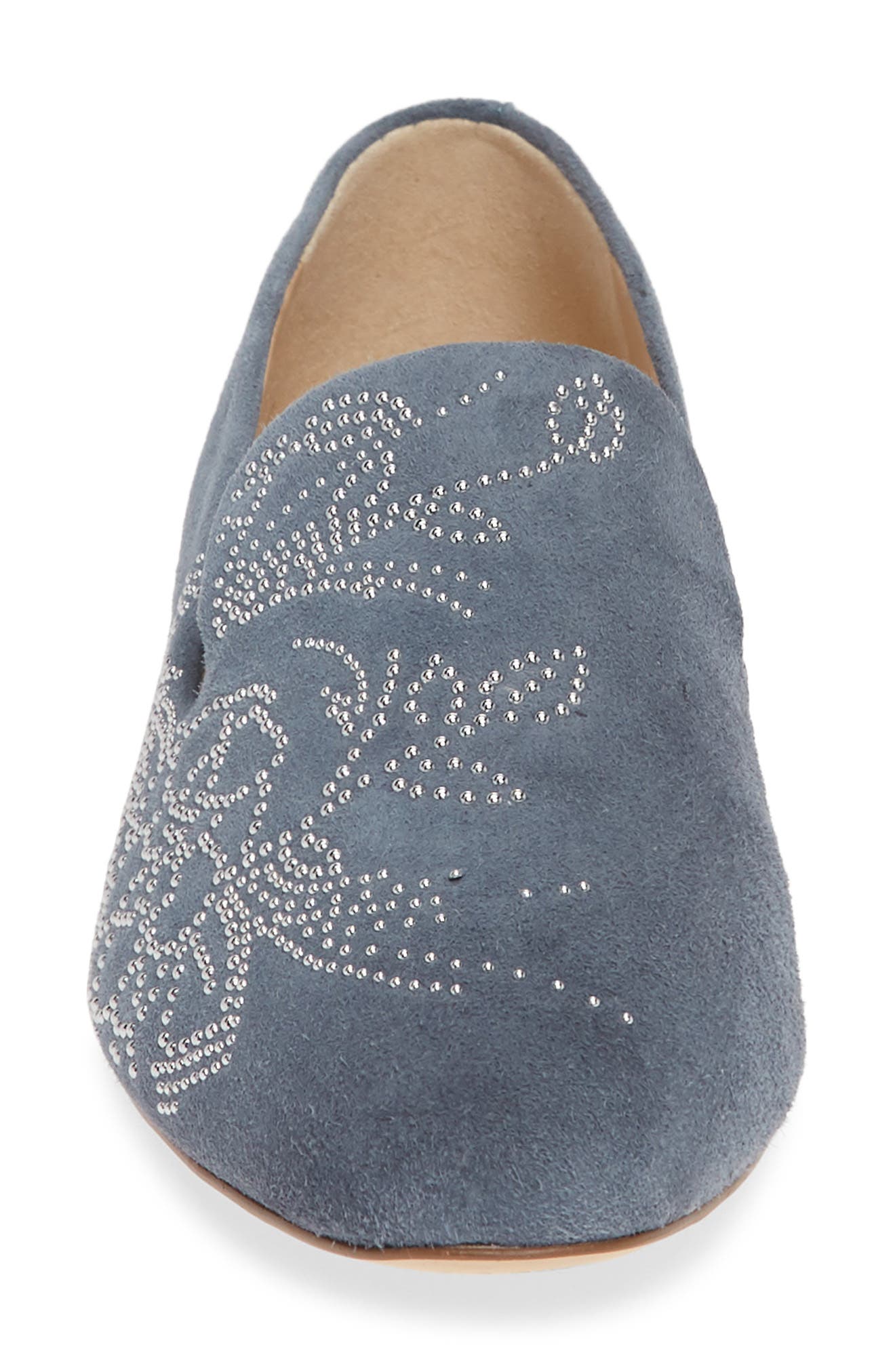 Nova Floral Studded Loafer, Alternate, color, STEEL BLUE SUEDE